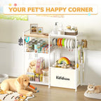 KAFAHOM Dog Toy Basket with Collar Leash Holder Hooks, Large Pet Bin, Dog Toy Box for Living Room Area, Cat Stuff Storage Organizer with Cabinet and Can Dispenser, Great Gifts for Pet Lovers - style: Collar Bar Shelf