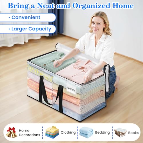 BlissTotes 6-Pack Large Moving Bags with Backpack Straps & Strong Zippers, Heavy-Duty Storage Bags Moving Boxes for Space Saving, Dorms, Transport, 76L-20 Gallons, Clear - size: 20 Gallons