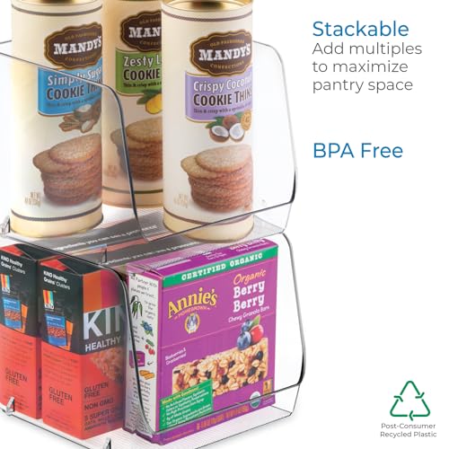 InterDesign iDesign Linus Stacking Organizer Bins for Kitchen, Pantry, Office, Bathroom, Extra Large-Clear (Pack of 4) - size: Large (Pack of 4)