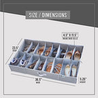 HOLDN' STORAGE Under Bed Shoe Organizer - Set of 2, Tear-Resistant 600D Material, Grey, Transparent Cover, Holds Up to 32 Pairs of Shoes - color: Grey, style: Set of 2