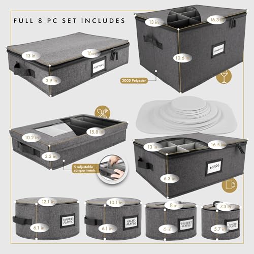 Homelux Theory Silverware Organizer with Lid, Hard Shell China Storage Containers for Flatware Storage, Heavy Duty Silverware Storage Box for Packing Serving Utensils with 5 Dividers and Thick Surface - color: Dark Gray, size: 14. Cutlery Storage