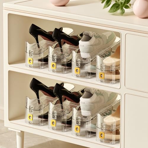 Clear Shoe Slot Organizers 12PACK Shoe Stacker Rack Organizer for Closet Adjustable Shoes Holders Space Saver Zapateras Organizers - size: 12Pack
