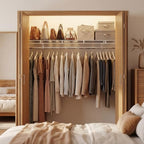 COSTWAY Closet Shelves Wall Mounted, Closet Shelf with Hanging Rod, Ventilated Metal Wire Shelving Kit, Wire Wall Shelf for Laundry Room, Bedroom, Home, Mounting Accessories Included (4 ft x 12 in) - size: 4 ft x 12 in