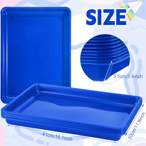Hoteam 10 Pcs Flat Storage Organizer Tray Bin Paper Tray for Classroom Plastic Stackable File Organizer for School Office Teacher Book Organization(Blue,16.14 x 11.81 x 1.38 Inch) - color: Blue, size: 16.14 x 11.81 x 1.38 Inch