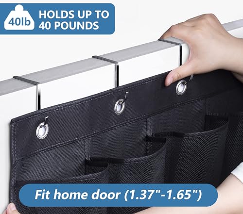 MISSLO 28 Large Pockets Hanging Shoe Organizer Over The Door Shoe Rack for Closet Door Storage Mesh Shoe Holder Hanger for Men, Black - color: Black, size: 22.6x65