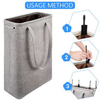 i BKGOO Laundry Basket with Handles Grey Coffee-Slim Laundry Bin Collapsible Dirty Clothes Basket Narrow Laundry Bag Foldable Dirty Hamper for Camping, Dorms, Apartments - color: Grey