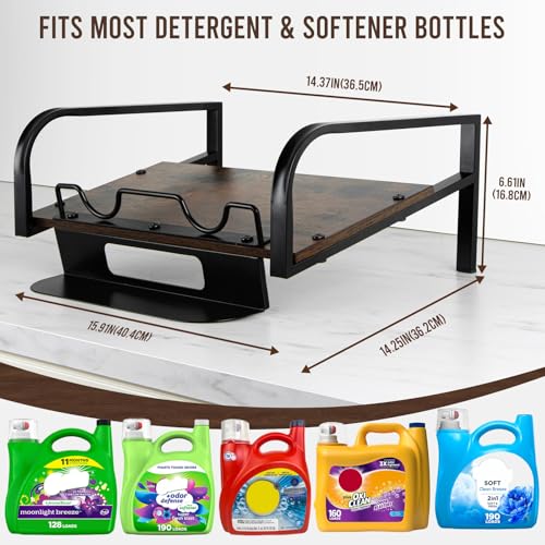 PUERSI Laundry Detergent Holder Stand with Drip Tray, Laundry Soap Holder Liquid Detergent Riser Organizer for Laundry Room, Brown - color: Brown