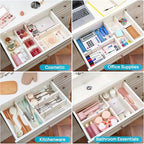 Vtopmart 4 Pack Drawer Dividers for Clothes, 4" High 11.3"-17" Adjustable Expandable Dresser Drawer Organizer, Plastic Drawers Separators for Dresser, Baby Clothes, Underwear, Kitchen & Office Storage