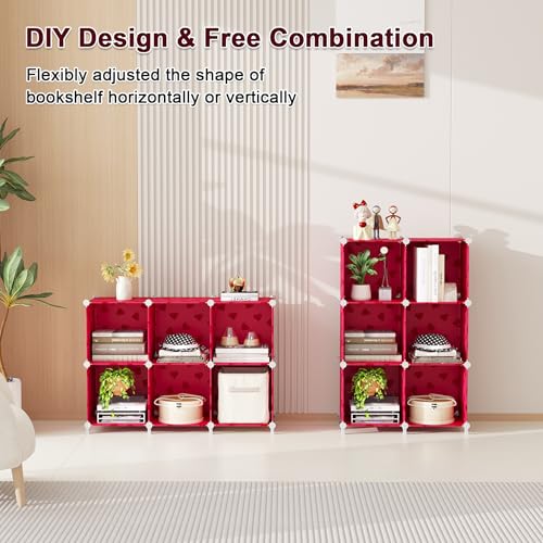 UNKU Cube Storage Organizer, 6 Cube Closet Organizer Storage Shelves, DIY Stackable Bookcase, Clothes Organizer Shelf for Closet, Bedroom, Living Room, Cabinet, Home, Office, Red - color: Green, size: 6cube