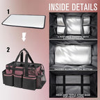 SCAVATA Wearable Cleaning Caddy, Cleaning Caddy Supplies Organizer with Handle & Shoulder Straps for Housekeepers, Under Sink & Car Cleaning Tool Organizers Bag with 4 Foldable Divider (LotusPink) - color: LotusPink