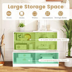 Giantex Storage Bench with Shelf, 3-Tier Entryway Storage Cabinet w/Seat, 2-in-1 Shoe Bench w/Bookshelf, Anti-tip Kits, Modern Style 6-Cube Organizer for Living Room, Study, Hallway, White