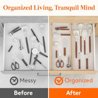 Lifewit 2.4" High 8 Pack Bamboo Drawer Dividers 45-55cm/17.5-22" Adjustable Wooden Drawer Organizer for Clothes/Utensils, Expandable Drawer Separator for Dresser/Kitchen/Bedroom/Office Organization - size: 2.4"H, 17.5-22"L