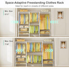 SEMHOR E06 Expandable Heavy Duty Clothes Rack for Reach-in Closet, Freestanding Clothing Racks with Shelves, Carbon Steel Closet Organizer System Adjustable from 70.8-93.9", Max Load 800LBS, White