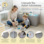 Zebra Baby Extra Large Toy Box Chest for Kids — Collapsible Toy Storage Organizer with Lid, 40" Wide, Removable Dividers, Boys & Girls - color: Grey