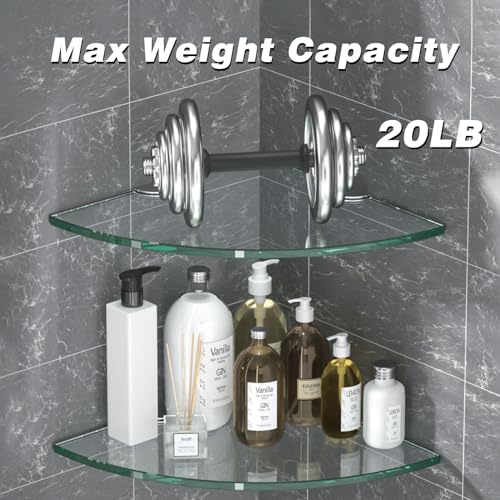 Corner Glass Shower Caddy 4 Pack 8MM-Thick Tempered Glass Shelf No Drilling Wall Mount Corner Mounted Shelves Space Saver Adhesive Bathroom Home Shelf Shampoo Holder Organizer Strong Adhesion - color: 4pack