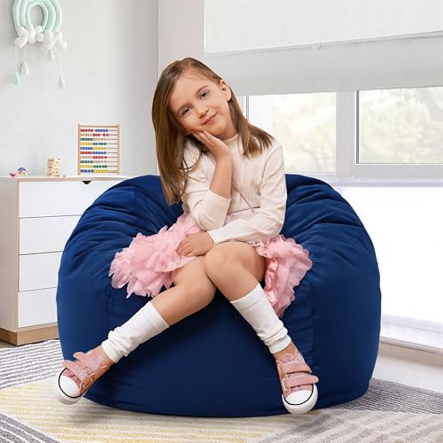Hobestluk Bean Bag Chairs 2.5FT Bean Bag Chair with Memory Foam Filled & Machine Washable Cover,Beanbag Chair, Small Bean Bag Chairs for Playroom, Living Room, Bedroom - color: Blue, size: 2.5FT - 28.5" x 28.5" x 17.8"