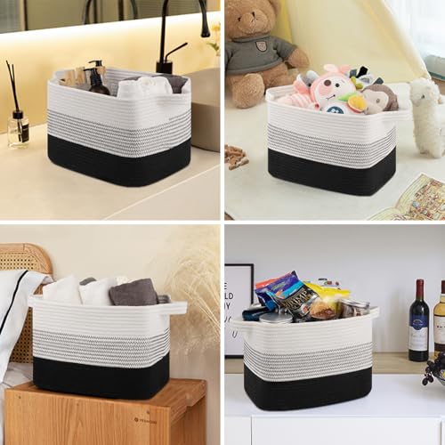 OIASKET Storage Baskets for Organizing, Woven Baskets for Shelves, Rectangle Decorative Organizer for Storage Clothes, Toy, Books, Towels Nursery Bins 3 Pack (Gradient Black, 13"x9.85"x8.7") - color: Gradient Black, size: 13"x9.85"x8.7"