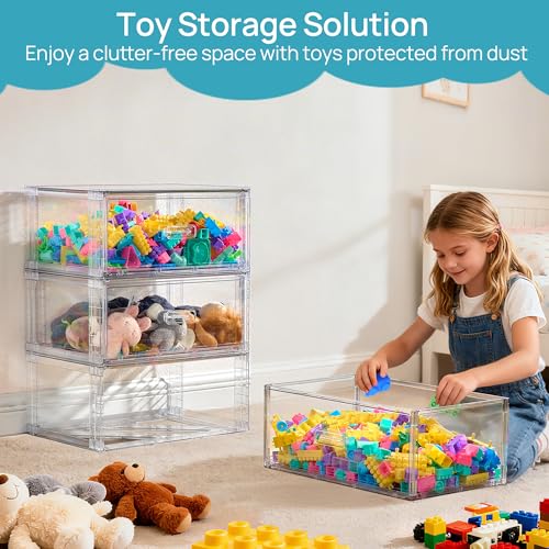 Vtopmart 2 Pack Large Clear Stackable Storage Drawers 27QT, Easily Assemble Plastic Closet Storage Bins, Dust-Proof UnderBed Organizer for Clothing, Sweater Organization - style: 2pk Large