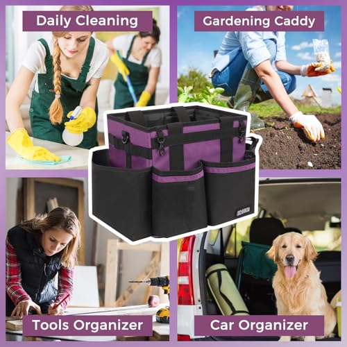 SCAVATA Compact Wearable Cleaning Caddy, Small Cleaning Caddy Supplies Organizer with Handle & Shoulder Straps for Housekeepers, Under Sink & Car Cleaning Tool Organizers Bag (RoyalPurple) - color: RoyalPurple