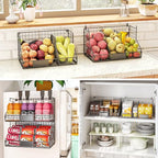2 Tier Pantry Organizers and Storage Shelf, Stackable Can Organizer for Canned Food and Goods, Metal Wire Rack with 4 Adjustable Dividers Holds 60+ Cans for Under Cabinet Countertop