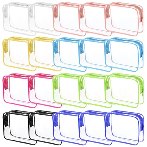 20 Packs Clear Cosmetics Bags for Women Men Waterproof Toiletry Bags PVC Makeup Bags Organizer Case with Zipper for Travel Bathroom (20PCS -8Colors) - color: 20PCS -8Colors
