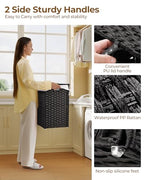 Greenstell Laundry Hamper with Lid, 60L Clothes Hamper with 2 Removable Liner Bags & 2 Mesh Bags, Handwoven Synthetic Rattan Basket, Toys in Bathroom, Bedroom Black - color: Black, size: 60L (13.4 x 13.4 x 21.7 inches)