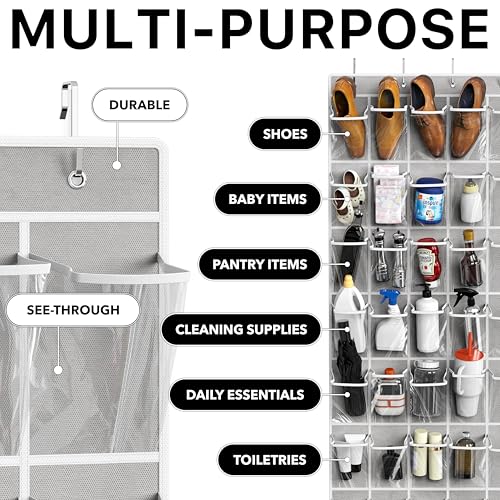 Simple Houseware 40 Large Clear Pockets Over The Door Hanging Shoe Organizer, Gray (75.4'' x 27.25'')