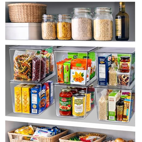 Sorbus Clear Storage Bins with Lids, 10 Pack X-Large Organization Bins with Handles – Clear Stackable Storage Containers for Storage, Pantry, Fridge, Cabinet, Closet & Kitchen Organization – BPA-Free - color: 10 Pack, size: X-Large, style: With Lid