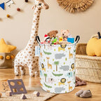 LANGYASHAN Laundry Basket Canvas Fabric Collapsible Organizer Basket for Storage Bin Toy Bins Gift Baskets Bedroom Clothes Children Nursery Hamper (Animal) - color: Animal