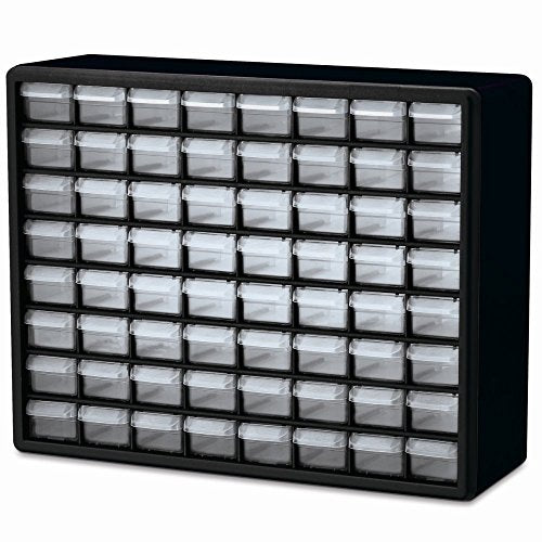 Akro-Mils 64-Drawer Plastic Drawer Storage Cabinet for Garage Organization, Bead Organizer, Building Bricks Storage, Teacher Toolbox, Makeup Organizer, 20" W x 6" D x 16" H, 10764 Black - size: 64 Drawer