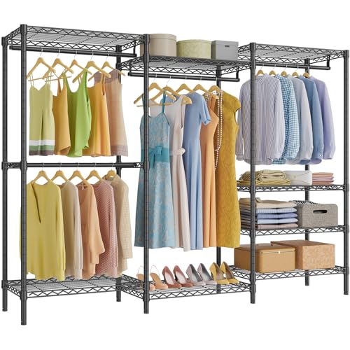 VIPEK V5 Plus Large Portable Closet Rack Freestanding Wardrobe Closet, Multi-Functional Clothes Rack Heavy Duty Metal Clothing Rack for Hanging Clothes, 85.4" L x 15.7" W x 76.4" H, Black - color: Black, size: V5 Plus
