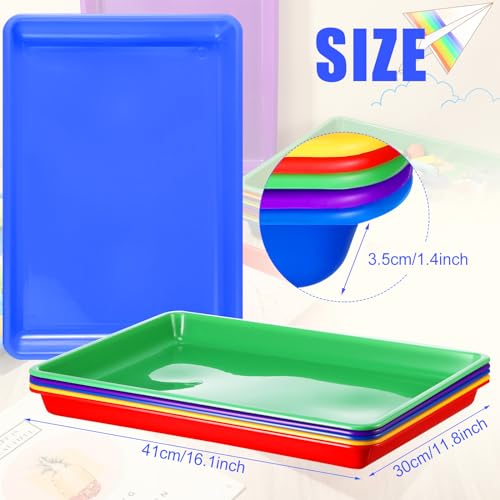 Maitys 15 Pcs Flat Plastic Trays 16.1 x 11.8'' Sensory Storage Tray Paper Stackable Classroom Bins for Office Home Organizer Arts and Crafts Supplies(Classic Color) - color: Classic Color
