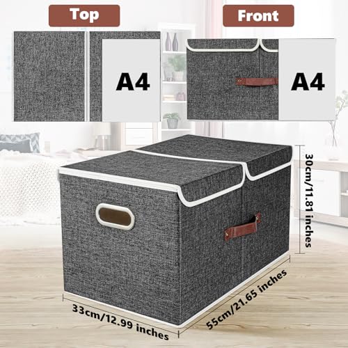TYEERS Extra Large Collapsible Storage Bins with Lids and Compartments, Washable, Fabric Storage Boxes, 21.7x13x11.8 inches, 1 Pack, Black - color: Black, size: 1-Pack 21.7x13x11.8 in