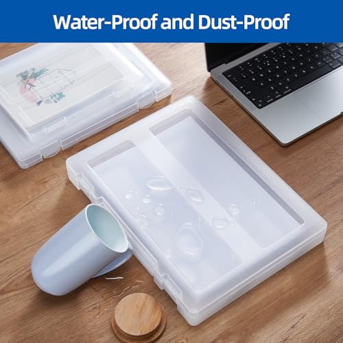12 Pack A4 Paper Storage Boxes, 8.5 x 11 Plastic Portable Project Case for US letter Size and A4 paper, Plastic Multi-Purpose Thick Scrapbook Storage Box for Office - size: 14x0.6x1.6+12.6x9.5x1+9.5x6.7x0.8 inches
