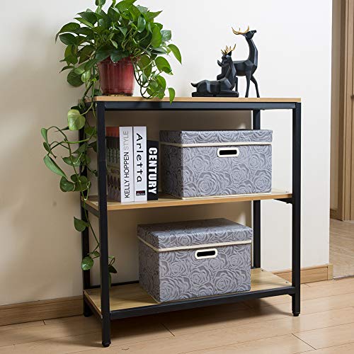 PRANDOM Collapsible Storage Boxes with Lids Fabric Decorative Storage Bins Cubes Organizer Containers Baskets with Cover Handles Divider for Bedroom Closet Living Room 14.9x9.8x9.8 Inch 3 Pack - color: Gray, size: Medium(3-Pack)