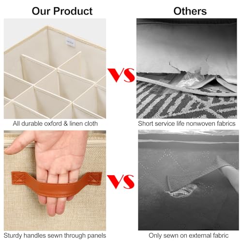 TOPIA HOME Shoe Organizer for Closet 2 Pack, Foldable Shoe Box with Adjustable Dividers and Clear Cover, Space Saving Shoe Storage Organizer Cabinet with Reinforced Handles, Fits 32 Pairs TP12J - color: Jute-2Pack, size: Large(20.87''L x 16.54''W x 13.5''