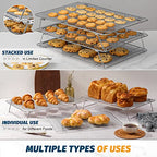 HIWARE Oven-Salf Collapsible Cooling Rack for Baking, 3 Tier 12”x 16.5”, Stainless Steel and Fit Half Sheet, Stackable Wire Cooling Racks for Cookie, Pizza, Cake