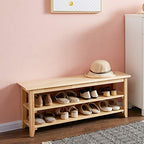 XKZG Storage Bench Wooden Shoe Rack Bench Simple Style Wood Entryway Bench (Natural,39.4") - color: Natural, size: 39.4"W x 11.8"D x 16.5"H