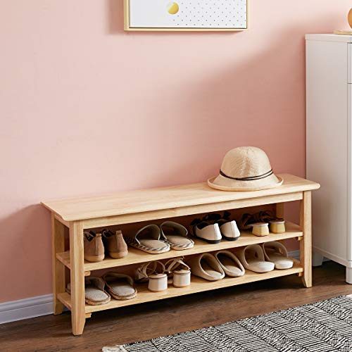 XKZG Storage Bench Wooden Shoe Rack Bench Simple Style Wood Entryway Bench (Natural,39.4") - color: Natural, size: 39.4"W x 11.8"D x 16.5"H
