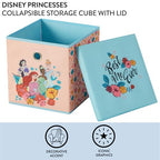 Idea Nuova Disney Princess Collapsible Fabric Storage Cube,10” Organizer Bin with Lid for Bedroom, Playroom, and Closet - color: Princess