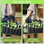 SCAVATA Wearable Cleaning Caddy Bag, Cleaning Caddy Supplies Organizer with Handle & Shoulder Straps for Housekeepers, Under Sink & Car Cleaning Tool Organizers with 4 Foldable Divider (NeonGreen) - color: NeonGreen