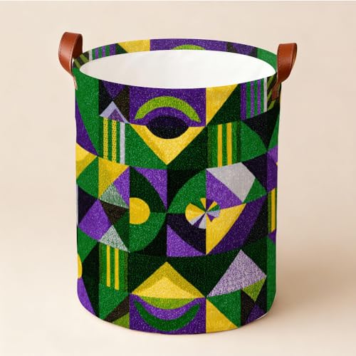 Laundry Basket 15.75 x 15.75 x 19.7 Inch Oxford Fabric Clothes Hamper with Modern Geometric Abstract Pattern Foldable Laundry Storage Bin with Handles for Bathroom Bedroom Dorm Dirty Clothes Holder - color: Colorful587