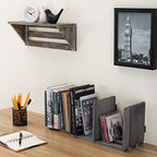 MyGift Barnwood Gray Wood Desktop Bookshelf Organizer, Expandable Adjustable Display Shelf Book Rack - color: Barnwood Gray