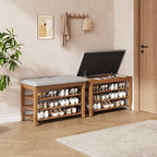 Solid Wood Shoe Bench with Storage, Flip-Top Soft-Close Lid, Adjustable Shelves, Cushioned Entryway Shoe Rack Organizer, 31.5” - size: 31.5"
