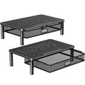 ELIVED 2 Pack Monitor Stand Riser with Drawer, 3 Height Adjustable with Larger Storage Space for Home and Office Supplies, Metal Desktop Stand for Laptop Computer Printer PC iMac