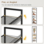 6 Tier Metal Shoe Rack, Tall Shoe Organizer Holds 24-30 Pairs, with Adjustable Flat or Angled Shelves, Shoe Storage Shelf for Closet, Entryway, Garage, Black - size: 6-Tier