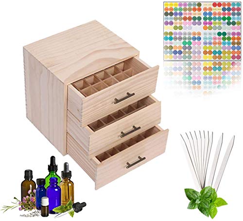 Pure Vie Wooden Essential Oil Storage Box Home Fragrance Carrier Case, Holds 90 Bottle (Fits 5-15ml) - Aromatherapy Organizer Makeup Nail Polish Perfume Container - Keep Your Oil Safe & Space Saver