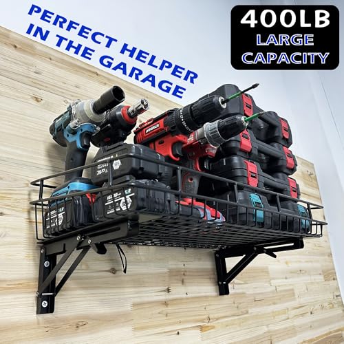 ULIBERMAGNET Large Folding Garage Shelf,Heavy Duty Wire Basket Storage Shelving,400LB Wall Mounted Storage DIY Folding Utility Racks for Garage, Office, Basement, Closet, Kitchen, Laundry - style: 400LB Folding Storage Baskets