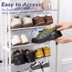 HUXOR 11 Tier Over The Door Shoe Organizer, Heavy-Duty Metal Shoe Rack for Door, Fit 22 Pairs Hanging Shoe Organizer for Sneakers, High Heel (White)