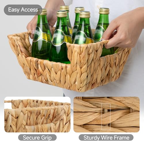 StorageWorks Small Pantry Baskets for Patato and Onion Storage, Wicker Baskets for Organizing with Built-in Handles, Water Hyacinth Pantry Organizers and Storage for Shelves, 2 Pack - color: Natural(Water Hyacinth), size: 11 ½"L x 9 ½"W x 5"H